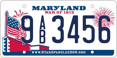 MD license plate 9AB3456