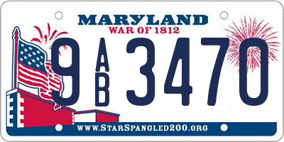 MD license plate 9AB3470