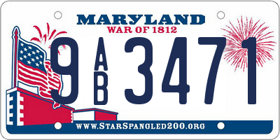MD license plate 9AB3471