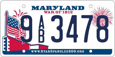 MD license plate 9AB3478