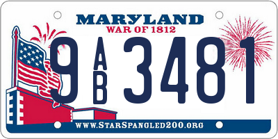 MD license plate 9AB3481