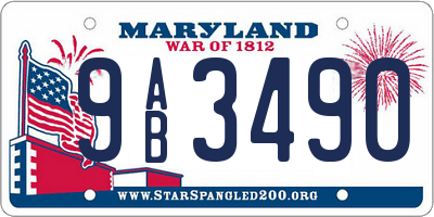MD license plate 9AB3490