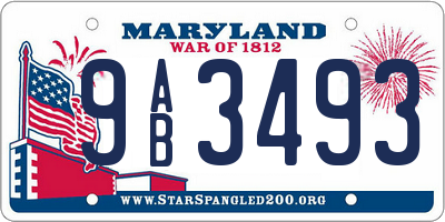 MD license plate 9AB3493