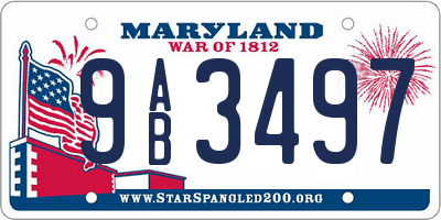 MD license plate 9AB3497