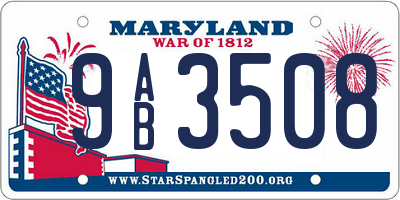 MD license plate 9AB3508