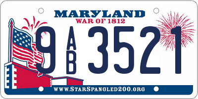 MD license plate 9AB3521