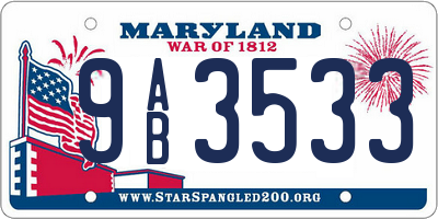 MD license plate 9AB3533