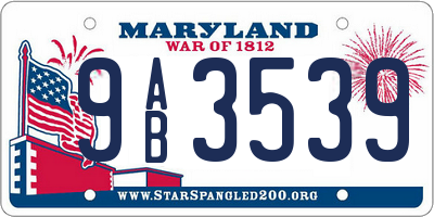 MD license plate 9AB3539
