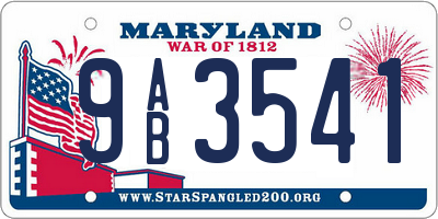 MD license plate 9AB3541