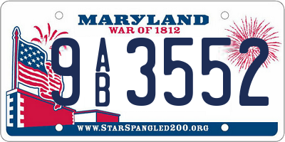 MD license plate 9AB3552