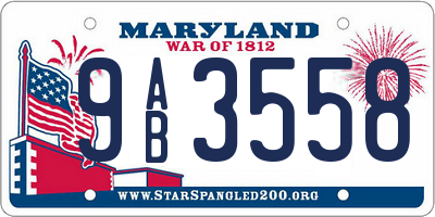 MD license plate 9AB3558