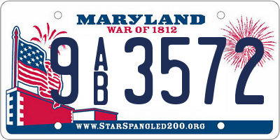MD license plate 9AB3572