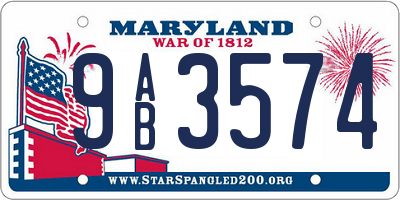 MD license plate 9AB3574