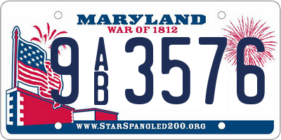 MD license plate 9AB3576