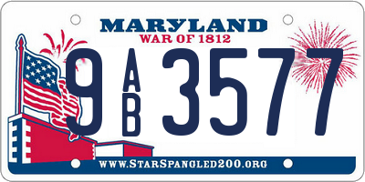 MD license plate 9AB3577