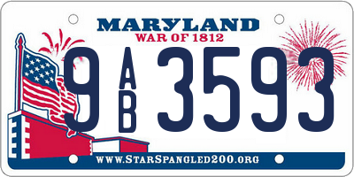 MD license plate 9AB3593
