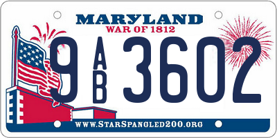 MD license plate 9AB3602