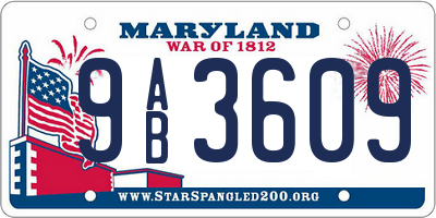 MD license plate 9AB3609