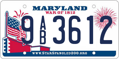 MD license plate 9AB3612