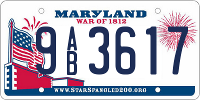 MD license plate 9AB3617