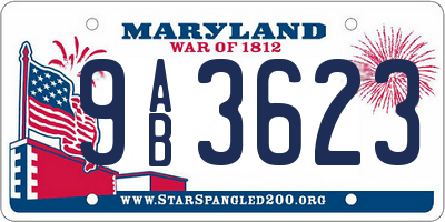 MD license plate 9AB3623