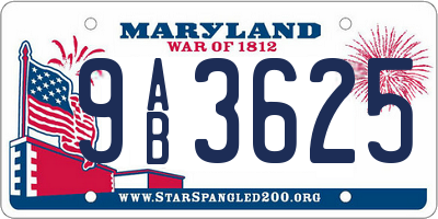 MD license plate 9AB3625