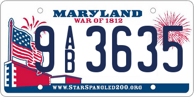 MD license plate 9AB3635