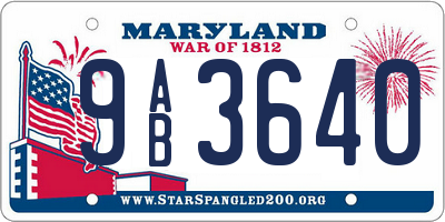 MD license plate 9AB3640