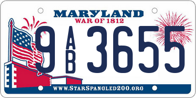 MD license plate 9AB3655