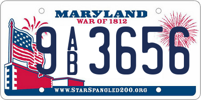 MD license plate 9AB3656
