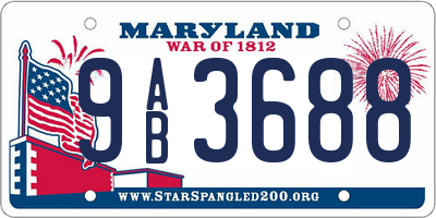 MD license plate 9AB3688
