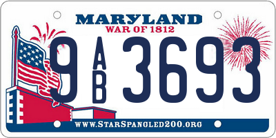 MD license plate 9AB3693