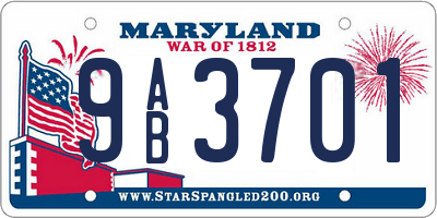 MD license plate 9AB3701