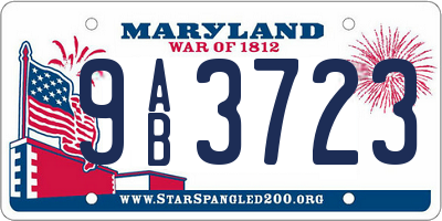 MD license plate 9AB3723