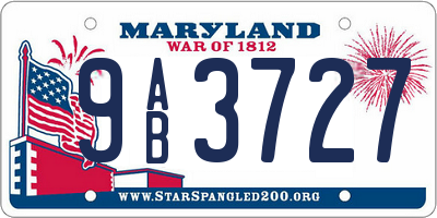 MD license plate 9AB3727