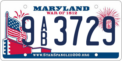 MD license plate 9AB3729