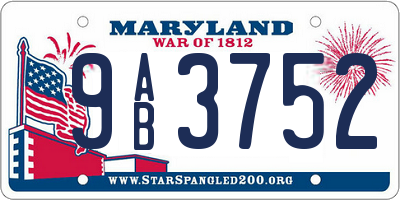 MD license plate 9AB3752