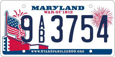 MD license plate 9AB3754