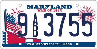 MD license plate 9AB3755