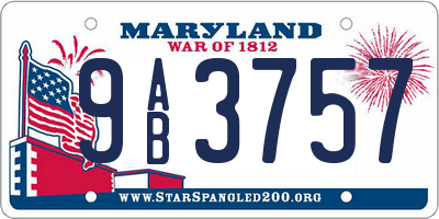 MD license plate 9AB3757