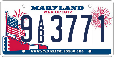 MD license plate 9AB3771