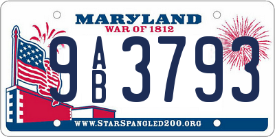 MD license plate 9AB3793