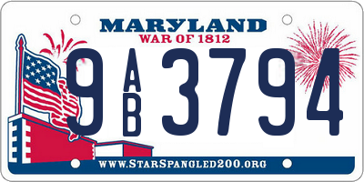 MD license plate 9AB3794