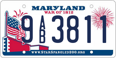 MD license plate 9AB3811