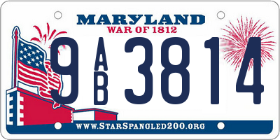 MD license plate 9AB3814