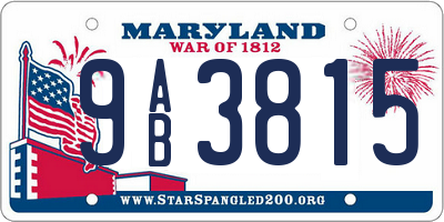 MD license plate 9AB3815