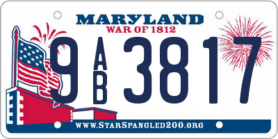 MD license plate 9AB3817