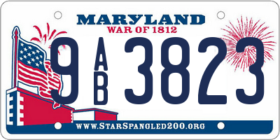 MD license plate 9AB3823