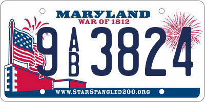 MD license plate 9AB3824