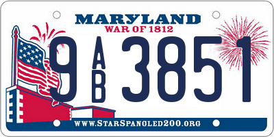 MD license plate 9AB3851